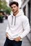 2 Thread Fleece-Lined Compact Fabric Hooded Kangaroo Pocket Sweatshirt