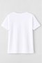 Women's Crew Neck 100% Cotton Side Printed White T-Shirt Short Sleeve - 3