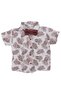 Baby Boy Burgundy Leaf Patterned Bow Tie Shirt Salopet Set - 5