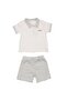 Baby Boy White Gray Striped Collar Shorts Set of 2 - 4