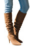 Women's Boots Tan Bellows Suede Pointed Toe Thin Heels - 3