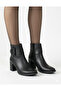 Women's Pointed Toe Leather Boots Black Square Buckled Casual Chic Design - 2