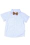 Boy's White Blue Brown Patterned Shirt with Bow Tie Strap Short Sleeve 3-Piece Suit - 6