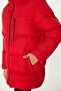 Women's Red Lined Hooded Windproof Inflatable Winter Coats - 5