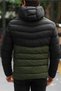 Men's Winter Puffer Jacket - Black/Khaki, Hooded, Water/Windproof - 4