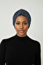 Draped Navy Blue Double-Sided Ready-To-Wear Turban Hijab with Mottled Pattern, Suitable for Medical Use - 2