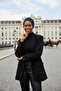 Draped Navy Blue Double-Sided Ready-To-Wear Turban Hijab with Mottled Pattern, Suitable for Medical Use - 5
