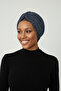 Draped Navy Blue Double-Sided Ready-To-Wear Turban Hijab with Mottled Pattern, Suitable for Medical Use - 3