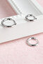 Women's White Color Tarnish-Resistant Stainless Steel Hoop Earring Set - 2