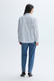 Women's Blue Striped Collared Shirt - 2