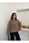 Women's Crew Neck Oversized Thick Knitwear Sweater Mink - 4