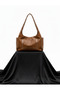 Large Size Tan Color Knitted Model Women's Shoulder Bag with Staple Detail