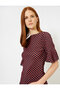 Women's Black Patterned T-Shirt 8YAK13457EK - 2