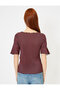 Women's Black Patterned T-Shirt 8YAK13457EK - 4