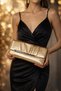 Women's Metallic Gold Envelope Model Design Portfolio Clutch Special Occasion Bag - 2