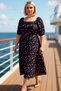 Women's Plus Size Square Neck Balloon Sleeve Midi Dress Polka Dot Pattern Woven Fabric Functional - 3
