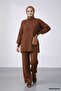 Balloon Sleeve Wide Leg Bottom Top Women's Knitwear Hijab Set - 7