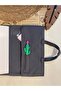 Anthracite Gray Hijab Library Girl Printed 17*24 cm Water Repellent Fabric Book Bag - 3