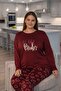 Women's Plus Size Heart Patterned Pajama Set - 2