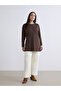 Brown Crew Neck Gathered Women's Tunic from Plus-Store - 6