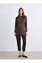 Brown Crew Neck Gathered Women's Tunic from Plus-Store - 3