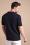 Navy Blue Polo Collar Zippered 100% Cotton Men's Knitwear T-shirt - 6