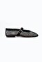 Cody Black Suede Ballerinas with Large Mesh Belt Detail - 4