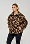 Leopard Patterned Lined Zippered Plush Sweatshirt - 3