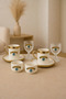 2-Person Porcelain Evil Eye Platinum Gilded Coffee Cup Set and 2 Porcelain Turkish Delight Bowls and 2 Glass Cups - 2