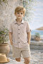 Beige Boy's Printed Shirt 1-5 Years Old