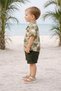 Stylish Leaf Print Shirt Adjustable Waist Slopes Short Sleeve Shorts 2-Piece Set Children and Baby - 3