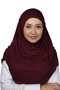 وشاح عمامة جاهز برباط مطوي حجاب حجاب - غطاء صلاة - أحمر كلاريت