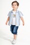3-Piece Set with Stylish Shirt, Striped Waist, Adjustable Short Sleeves and Shorts Children's and Baby Clothing Special Gu