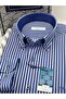 Slim Fit Long Sleeve Premium Thick Striped Collar Buttoned Gift Boxed Easy-Iron Men's Shirt F - 4