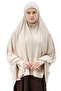 Sleeve Souffle Abaya Top with Veil Practical Hijab - Nickeled Prayer Cover Dark Cream - 2