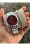 Steel Cord Silver Color Claret Dial Men's Wristwatch with Bracelet Gift