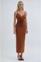 Brown Rose Detailed and Gathered Strap Dress 2938 R5-D-2 - 4