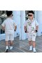 Boy's 3-5 Years Old Hawaiian Linen Shirt and Shorts Set for Holidays - 8