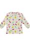 Girls' Pajama Set with Fruit Pattern, Cream Color, 100% Cotton Interlock Fabric, Crew Neck, Long Sleeves - 3