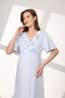 Women's Blue Melange Flared Sleeve Special Design Maternity Dressing Gown Nightgown Set - 8