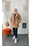 Lined Buttoned Plush Coat - 2