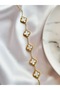 Steel White Big Clover Bracelet Looking Gold Color Minimal Elegant Women's Bracelet - 5