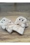 Winter Figured Young Adult Fingerless or Closed Powder Color Fluffy Plush Gloves - 4