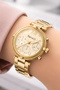 Women's Wrist Watch Steel Cord Steel Case Gold with Stone Bracelet Gift Zmfer045