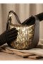 100% Genuine Leather Women's Brown Gold Hand and Shoulder Bag - Handmade Italian Style Crossbody Model - 3