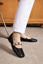 Luxora Black Snake Leather Model Accessory Ballerina Daily Ballerina Office Shoes Stc1204 - 2