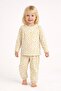 Girl's Yellow Floral Interlock Fabric Pajama Set