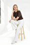 Women's Brown Basic T-Shirt - Soft Textured Modal Fabric Comfort Fit Round Neck - 4