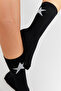 Bamboo Women's Black-White Tennis College Star Pattern Premium Seamless Socks 4-Piece Assortment Pack - 5