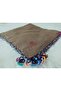 100% Cotton Ezgi Scarf with Floral Pattern Motifs and Beaded Crochet Writing, Kerchief, Mevlit Shawl - 2